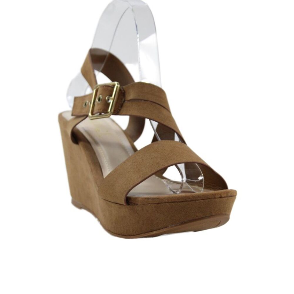 Rouge Helium Womens Strappy Wedge Sandals Brown Size 7.5